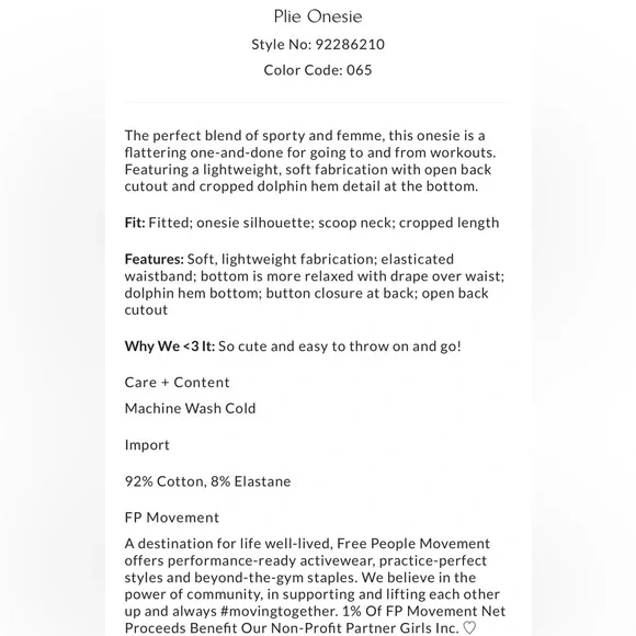 NWT Free People FP Movement Plie Onesie - Picture 3 of 3